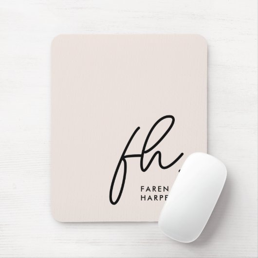 Monogram Modern Script Blush Pink Initialen Mousepad (Mit Mouse)