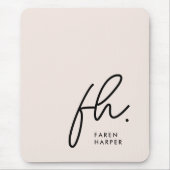 Monogram Modern Script Blush Pink Initialen Mousepad (Vorne)