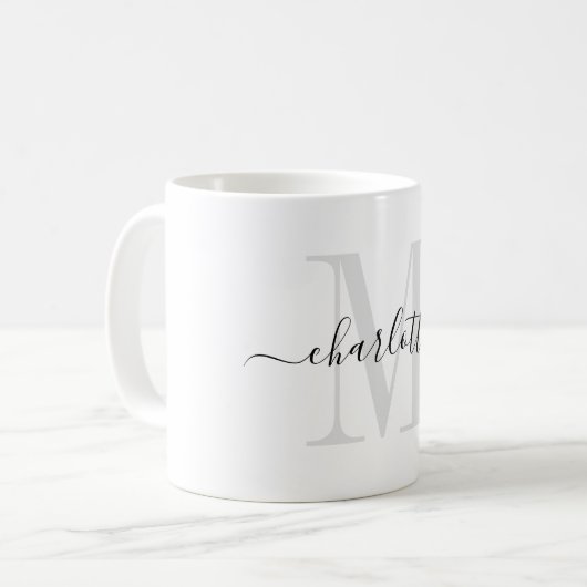 Monogram Modern Script Name Kaffeetasse (Vorderseite Links)