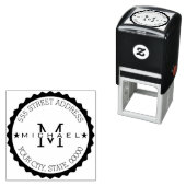 Monogram Modern Script-Rücksendeadresse Permastempel (Beispiel)