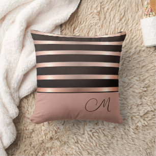 Monogram Modern Shimmerpink Stripes Throw Kissen