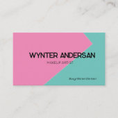 Monogram Modern Shine Pink Green Custom Logo Name Visitenkarte (Vorderseite)
