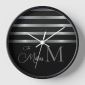 Monogram, Modern Silver Strips, Familienname Uhr (Vorderseite)