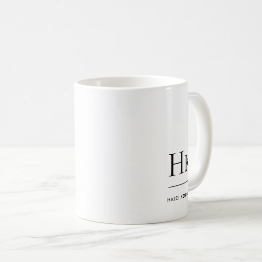 Monogram Modern Simple EleganWhite Mit Monogramm Kaffeetasse (VorderseiteRechts)