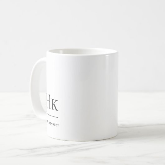 Monogram Modern Simple EleganWhite Mit Monogramm Kaffeetasse (Vorderseite Links)
