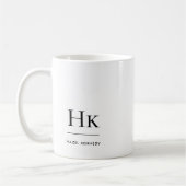 Monogram Modern Simple EleganWhite Mit Monogramm Kaffeetasse (Links)