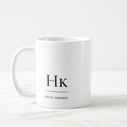 Monogram Modern Simple EleganWhite Mit Monogramm Kaffeetasse (Links)