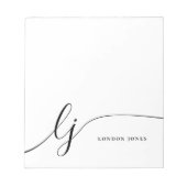 Monogram Modern Simple Feminine Schwarz-weiß Notizblock (Vorderseite)