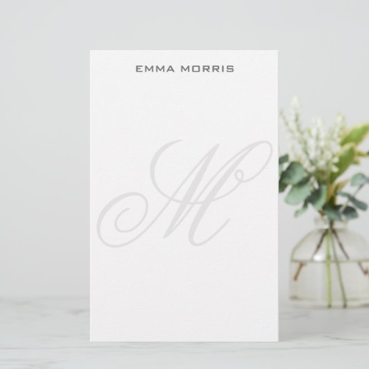 Monogram Modern Simple Minimalist Plain Briefpapier (Stehend Vorderseite)