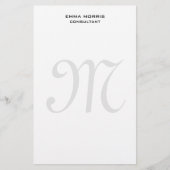 Monogram Modern Simple Minimalist Plain Briefpapier (Vorderseite)
