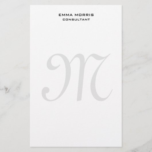 Monogram Modern Simple Minimalist Plain Briefpapier (Vorderseite)