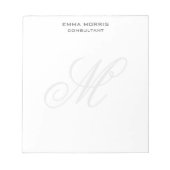 Monogram Modern Simple Minimalist Plain Notizblock (Vorderseite)