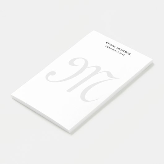 Monogram Modern Simple Minimalist Plain Post-it Klebezettel (angewinkelt)
