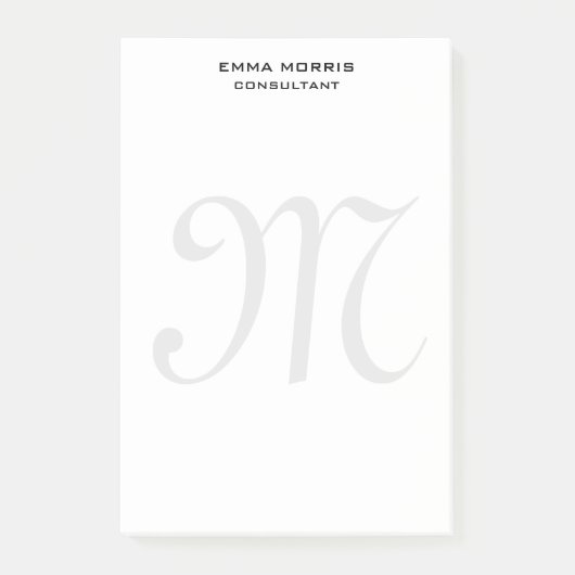 Monogram Modern Simple Minimalist Plain Post-it Klebezettel (Vorderseite)