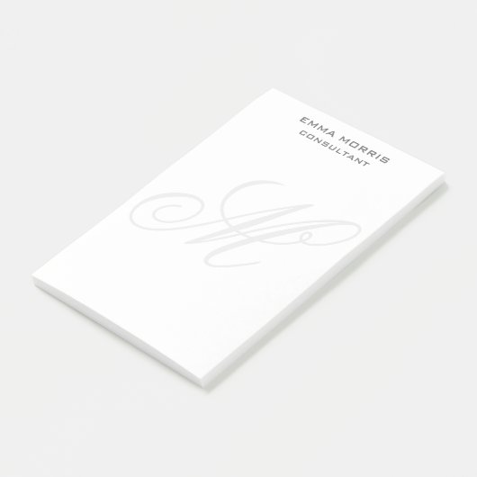 Monogram Modern Simple Minimalist Plain Post-it Klebezettel (angewinkelt)