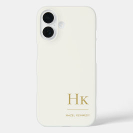 Monogram Modern Simple Monogrammed Ivory Gold iPhone 16 Hülle