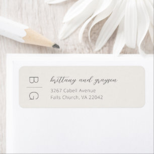 Monogram Modern Simple Wedding Rücksendeadresse