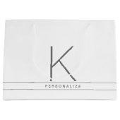 Monogram Modern Simple White Name Strip Große Geschenktüte (Vorderseite)