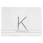 Monogram Modern Simple White Name Strip Große Geschenktüte (Rückseite)