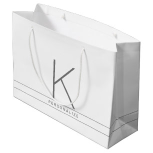 Monogram Modern Simple White Name Strip Große Geschenktüte