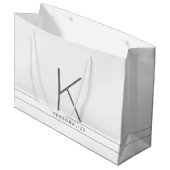 Monogram Modern Simple White Name Strip Große Geschenktüte (Vorderseite Schrägansicht)