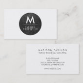 Monogram, Modern Slate Texture Visitenkarte (Vorne/Hinten)