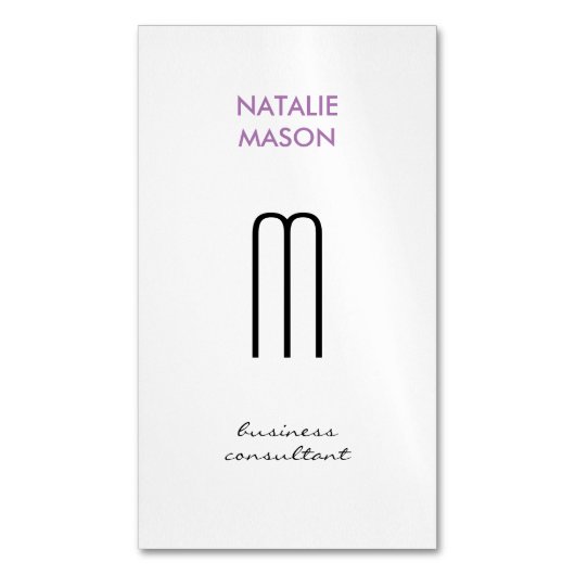 Monogram, Modern Sleek and Slim 2 Magnetische Visitenkarte (Vorderseite Vertikal)