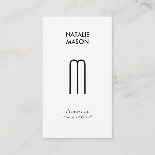 Monogram, Modern Sleek und Slim Visitenkarte (Vorderseite)