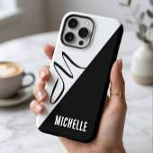 Monogram Modern Split Schwarz & Weiß Benutzername Case-Mate iPhone Hülle