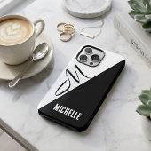 Monogram Modern Split Schwarz & Weiß Benutzername Case-Mate iPhone Hülle