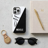 Monogram Modern Split Schwarz & Weiß Benutzername Case-Mate iPhone Hülle