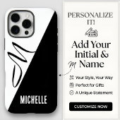Monogram Modern Split Schwarz & Weiß Benutzername iPhone Hülle