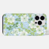 Monogram Modern Spring Primel Blumenmuster iPhone Hülle (Rückseite (Horizontal))
