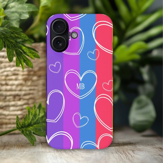 Monogram Modern Stripe Liebe Heart Girly Case-Mate iPhone Hülle