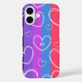 Monogram Modern Stripe Liebe Heart Girly Case-Mate iPhone Hülle (Rückseite)