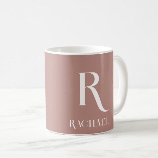 Monogram Modern Stylish Beige Kaffeetasse (VorderseiteRechts)
