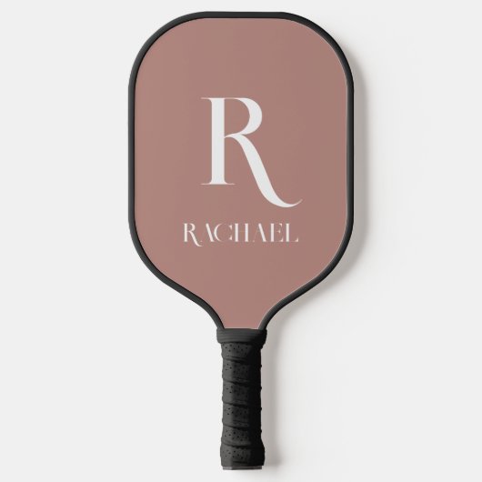 Monogram Modern Stylish Beige Pickleball Schläger (Vorderseite)