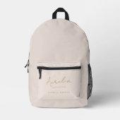 Monogram Modern Stylish Blush Pink Gold Script Bedruckter Rucksack (Vorderseite)
