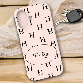 Monogram Modern Stylish Blush Pink Pattern iPhone 16 Hülle