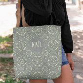 Monogram Modern Stylish Green and Gray Tasche