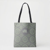 Monogram Modern Stylish Green and Gray Tasche (Vorderseite)