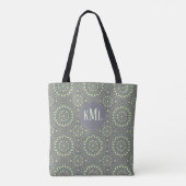 Monogram Modern Stylish Green and Gray Tasche (Rückseite)