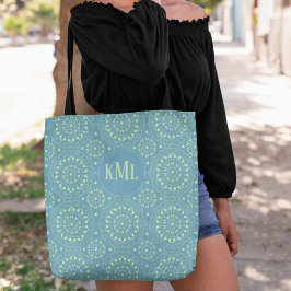 Monogram Modern Stylish Green und Aquamarin Tasche