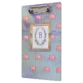 Monogram Modern Stylish Patterns Elephants Blue Klemmbrett (Links)