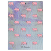 Monogram Modern Stylish Patterns Elephants Blue Klemmbrett (Rückseite)