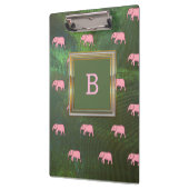 Monogram Modern Stylish Patterns Elephants Green Klemmbrett (Links)