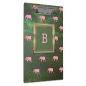 Monogram Modern Stylish Patterns Elephants Green Klemmbrett (Rechts)