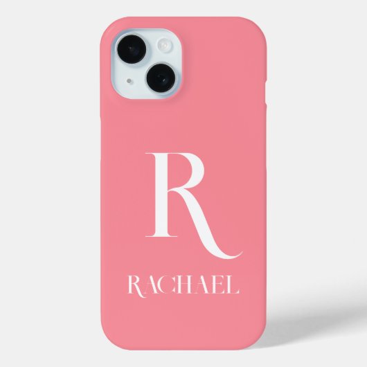 Monogram Modern Stylish Pink Case-Mate iPhone Hülle (Rückseite)