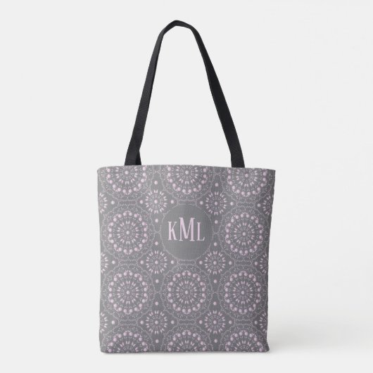 Monogram Modern Stylish Pink Custom Tasche (Rückseite)