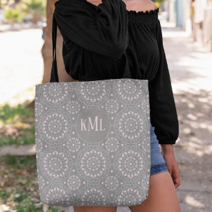 Monogram Modern Stylish Pink Custom Tasche
